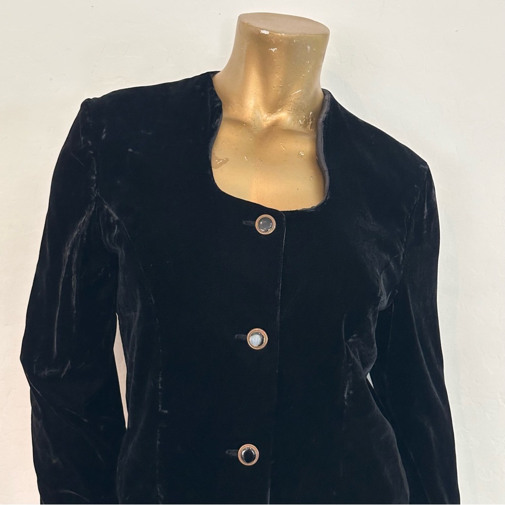 Vintage D’Albert Black rayon Velvet Long sleeve Jacket Top Lot 9-10 36” bust - Picture 2 of 7